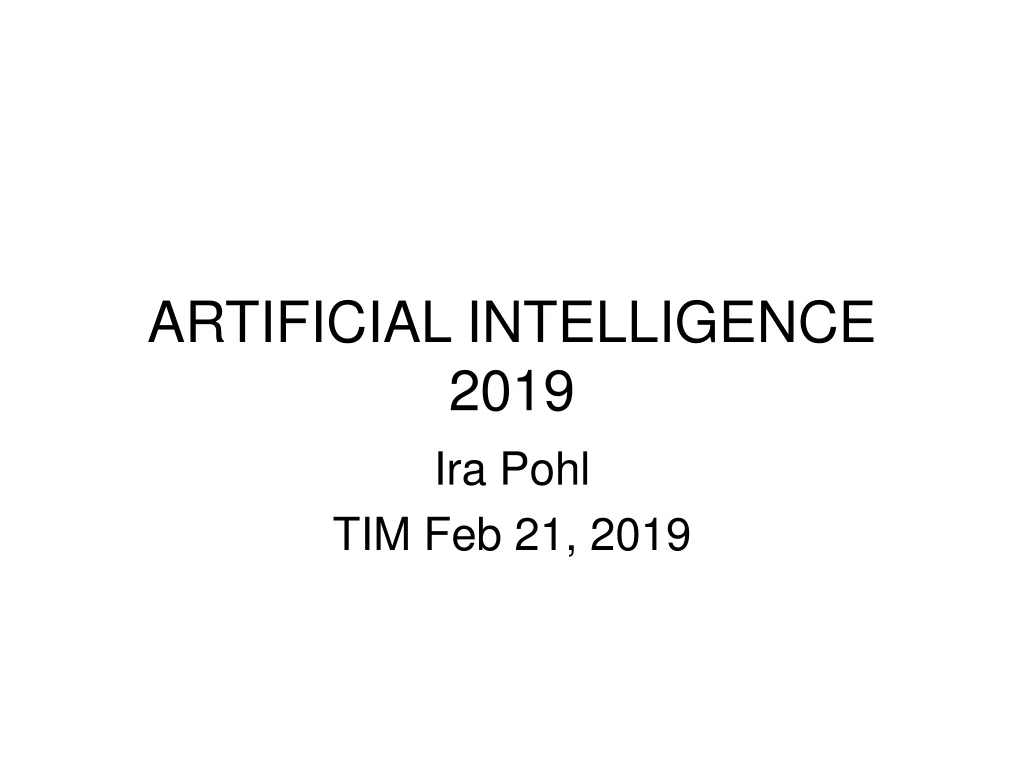 artificial intelligence 2019