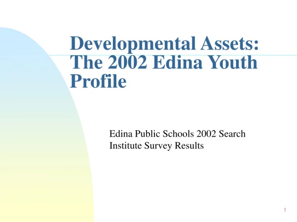 Developmental Assets: The 2002 Edina Youth Profile