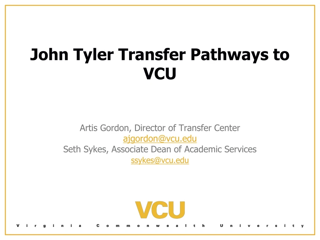 john tyler transfer pathways to vcu