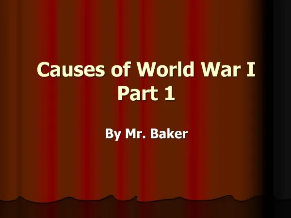 Causes of World War I Part 1