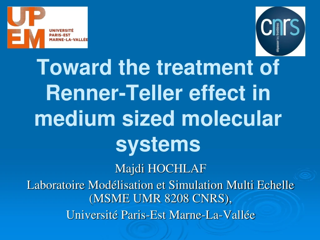 toward the treatment of renner teller effect in medium sized molecular systems