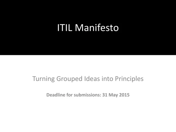 ITIL Manifesto