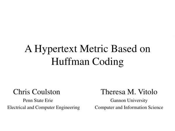 A Hypertext Metric Based on Huffman Coding