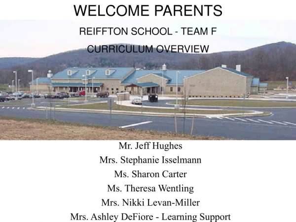 WELCOME PARENTS REIFFTON SCHOOL - TEAM F CURRICULUM OVERVIEW