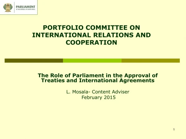 PORTFOLIO COMMITTEE ON INTERNATIONAL RELATIONS AND COOPERATION