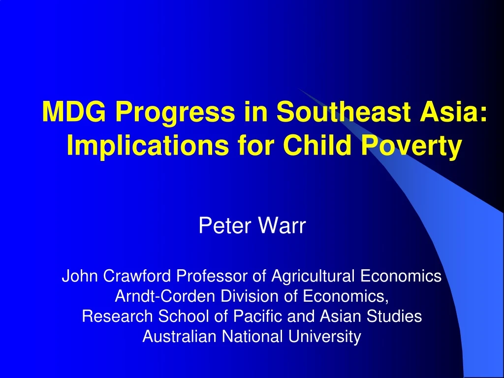 mdg progress in southeast asia implications for child poverty
