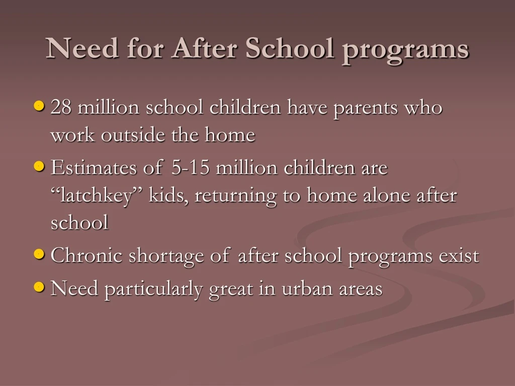 need for after school programs