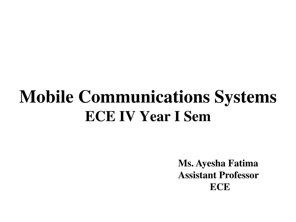 mobile communications systems ece iv year i sem