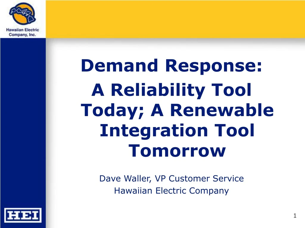 demand response a reliability tool today