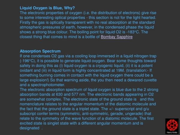 Liquid Oxygen is Blue, Why?