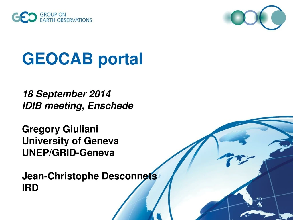 geocab portal 18 september 2014 idib meeting