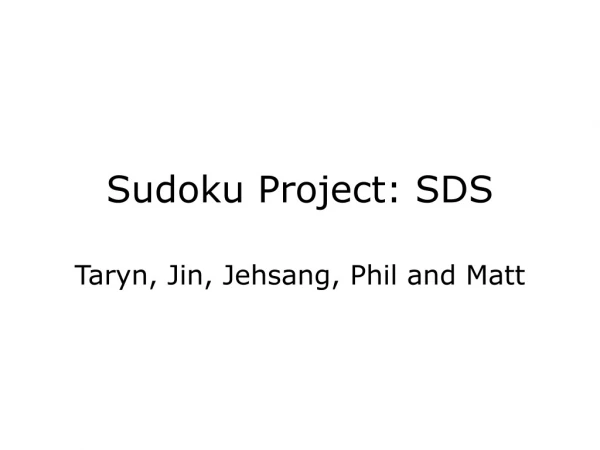 Sudoku Project: SDS