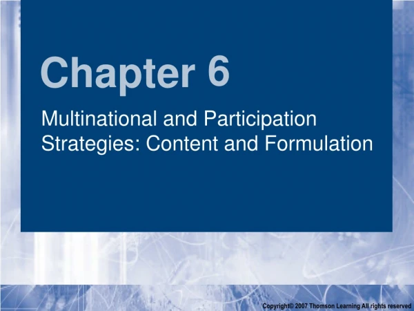 Multinational and Participation Strategies: Content and Formulation