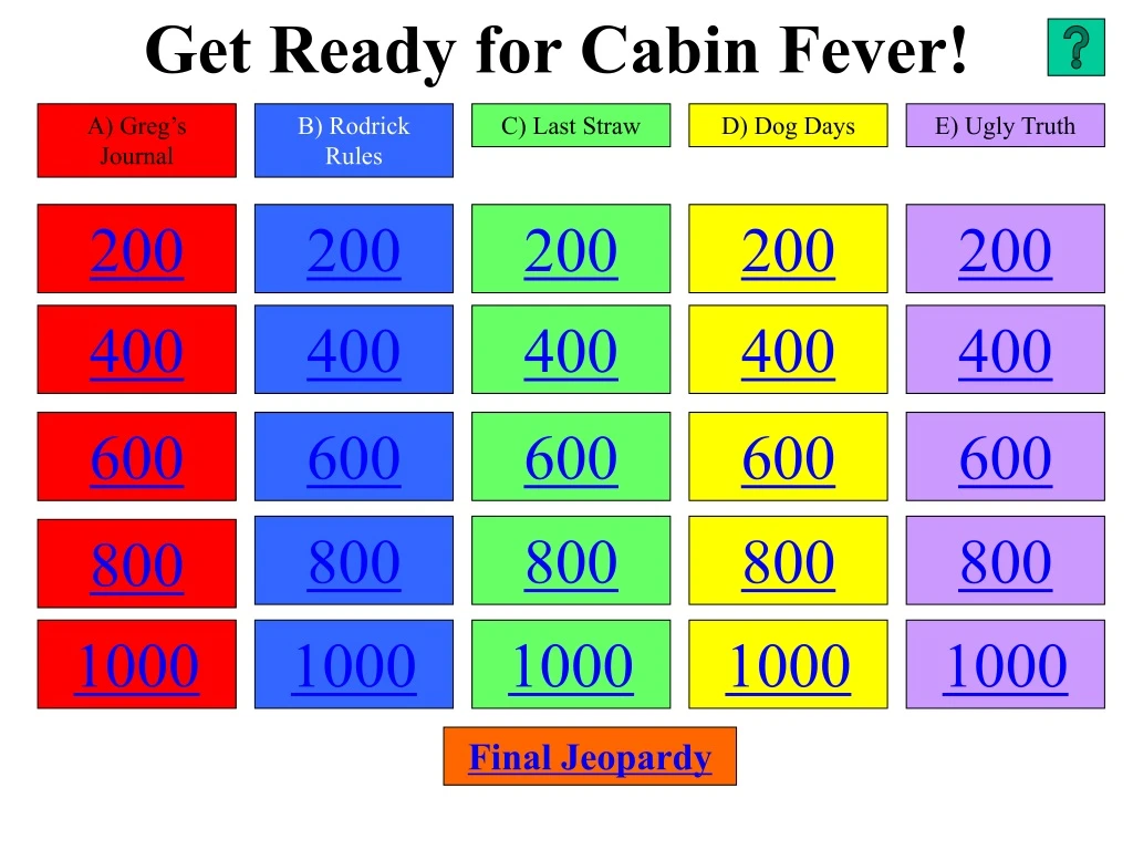 get ready for cabin fever