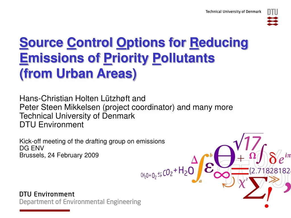 s ource c ontrol o ptions for r educing e missions of p riority p ollutants from urban areas