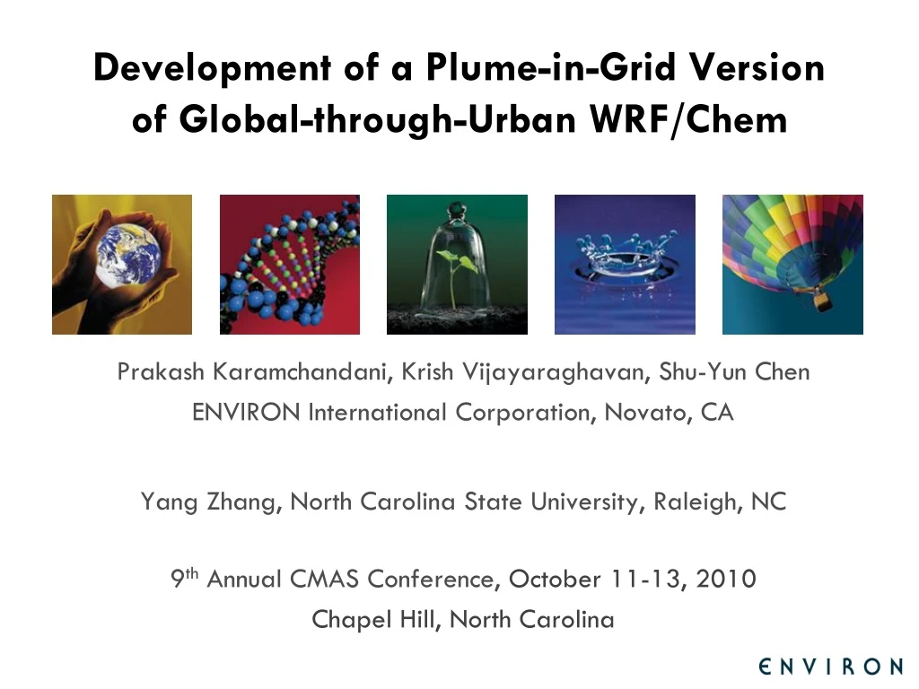 development of a plume in grid version of global through urban wrf chem