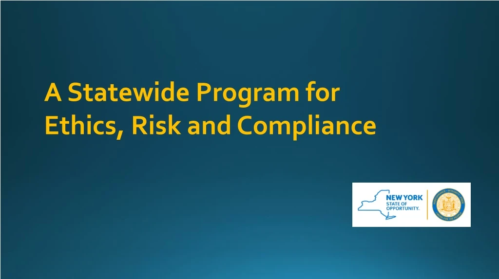a statewide program for ethics risk and compliance