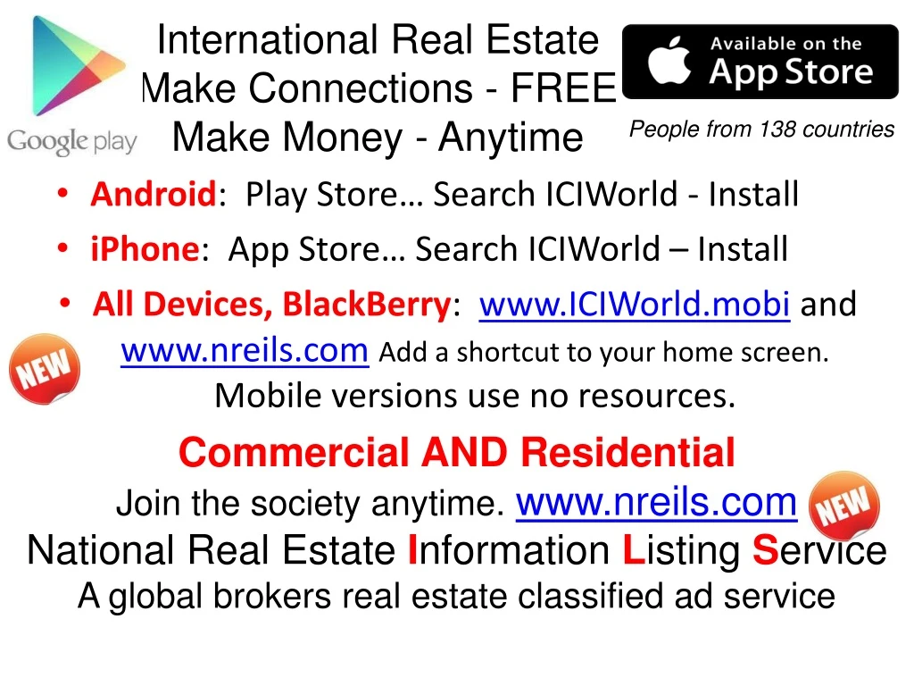 international real estate make connections free