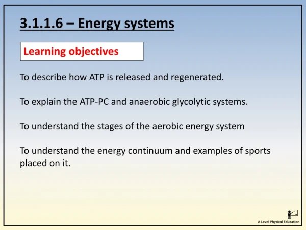 3.1.1.6 – Energy systems