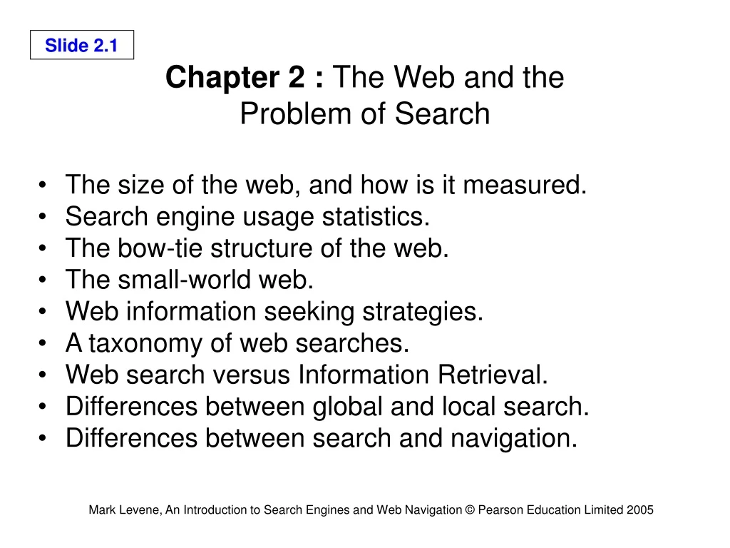 chapter 2 the web and the problem of search