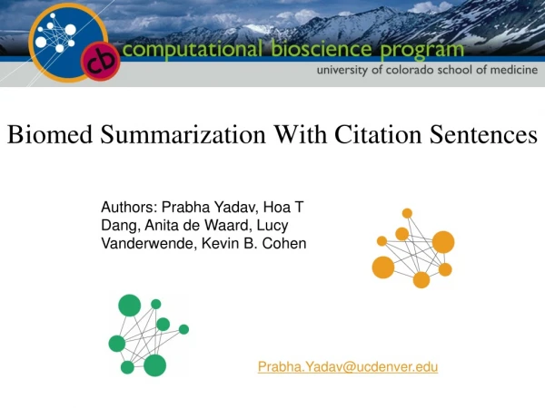 Biomed Summarization With Citation Sentences