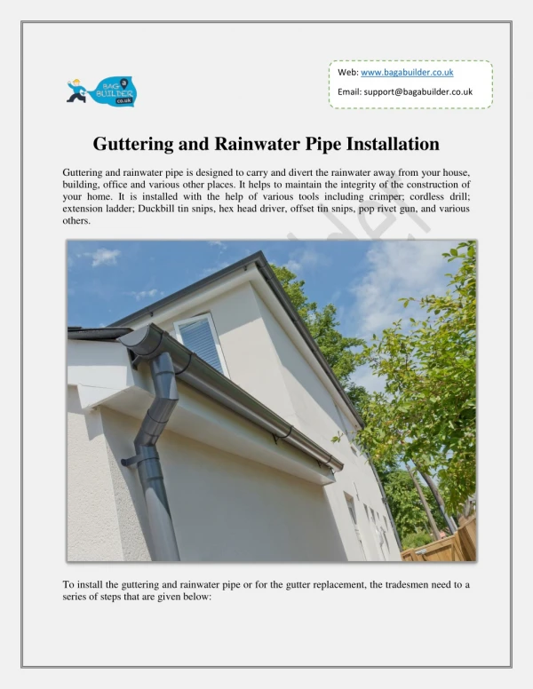 Guttering and Rainwater Pipe Installation