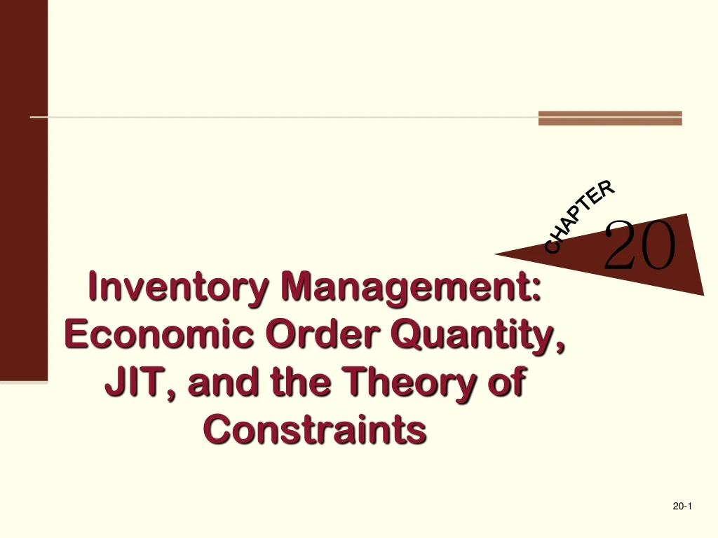 inventory management economic order quantity jit and the theory of constraints