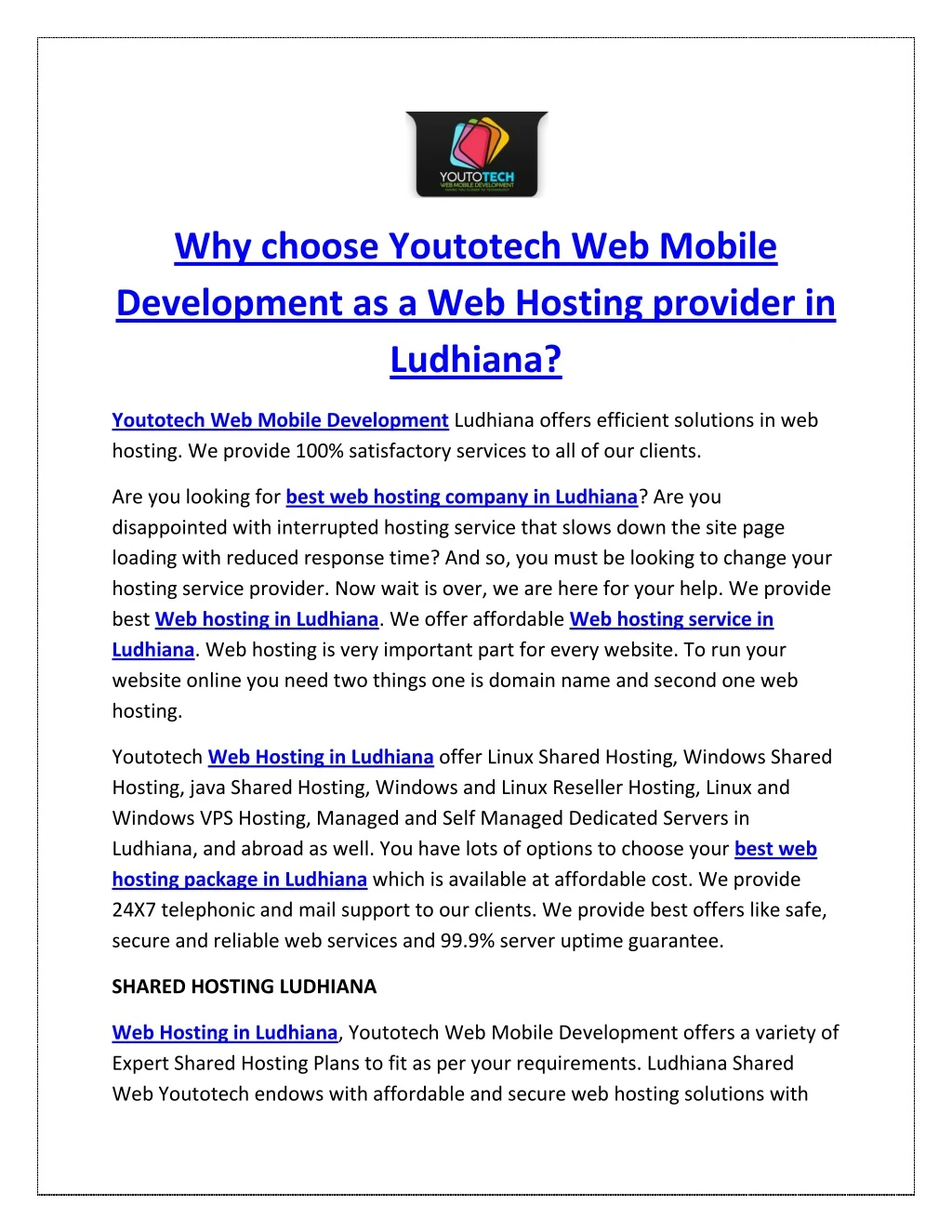 why choose youtotech web mobile development