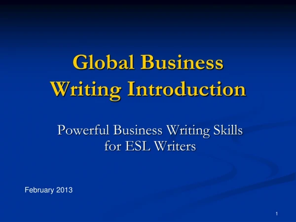 Global Business Writing Introduction