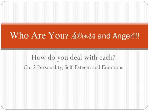 Who Are You?  Stress  and Anger!!!