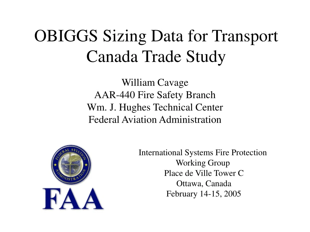 obiggs sizing data for transport canada trade