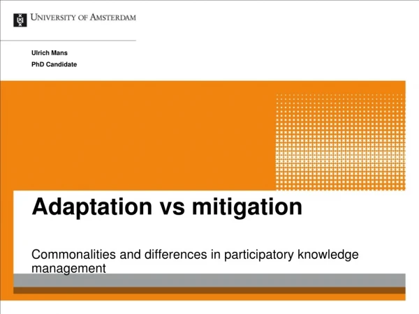 Adaptation vs mitigation