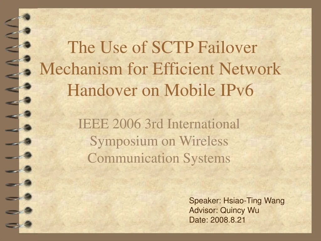 the use of sctp failover mechanism for efficient network handover on mobile ipv6