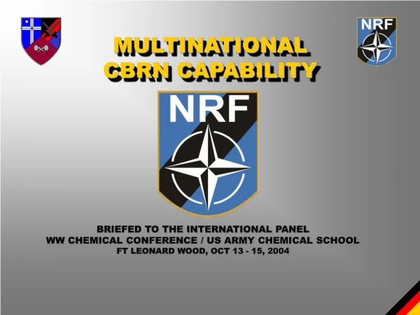 BRIEFED TO THE INTERNATIONAL PANEL WW CHEMICAL CONFERENCE / US ARMY CHEMICAL SCHOOL