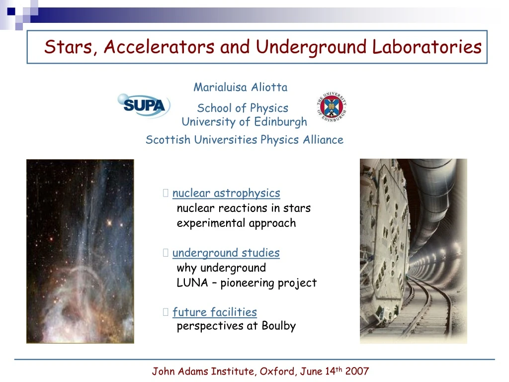 stars accelerators and underground laboratories