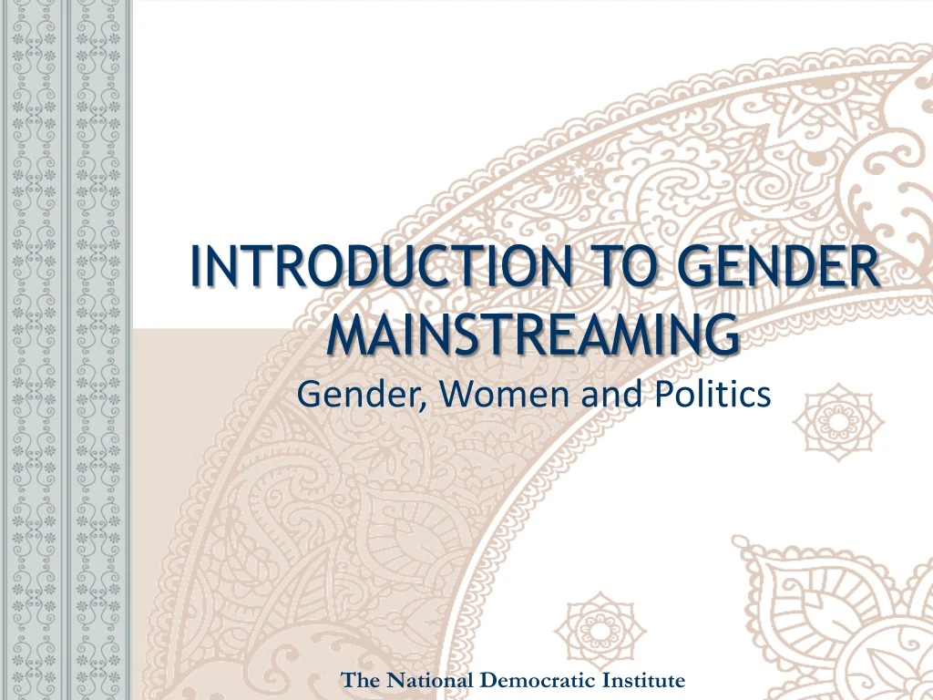 introduction to gender mainstreaming gender women and politics