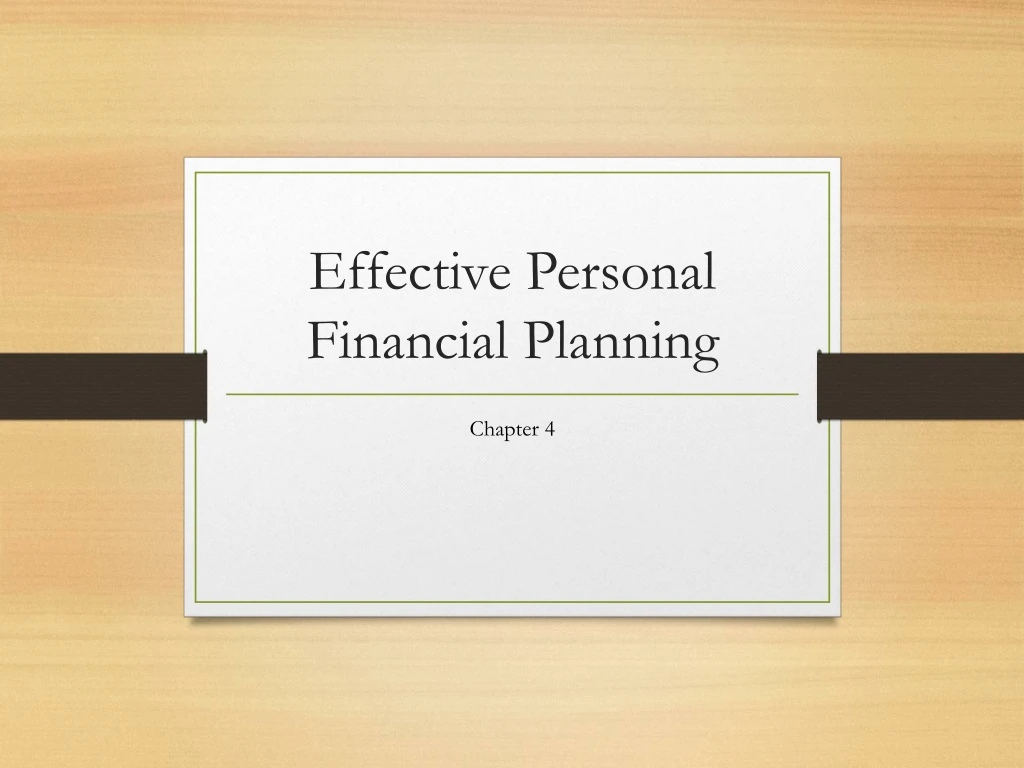 effective personal financial planning