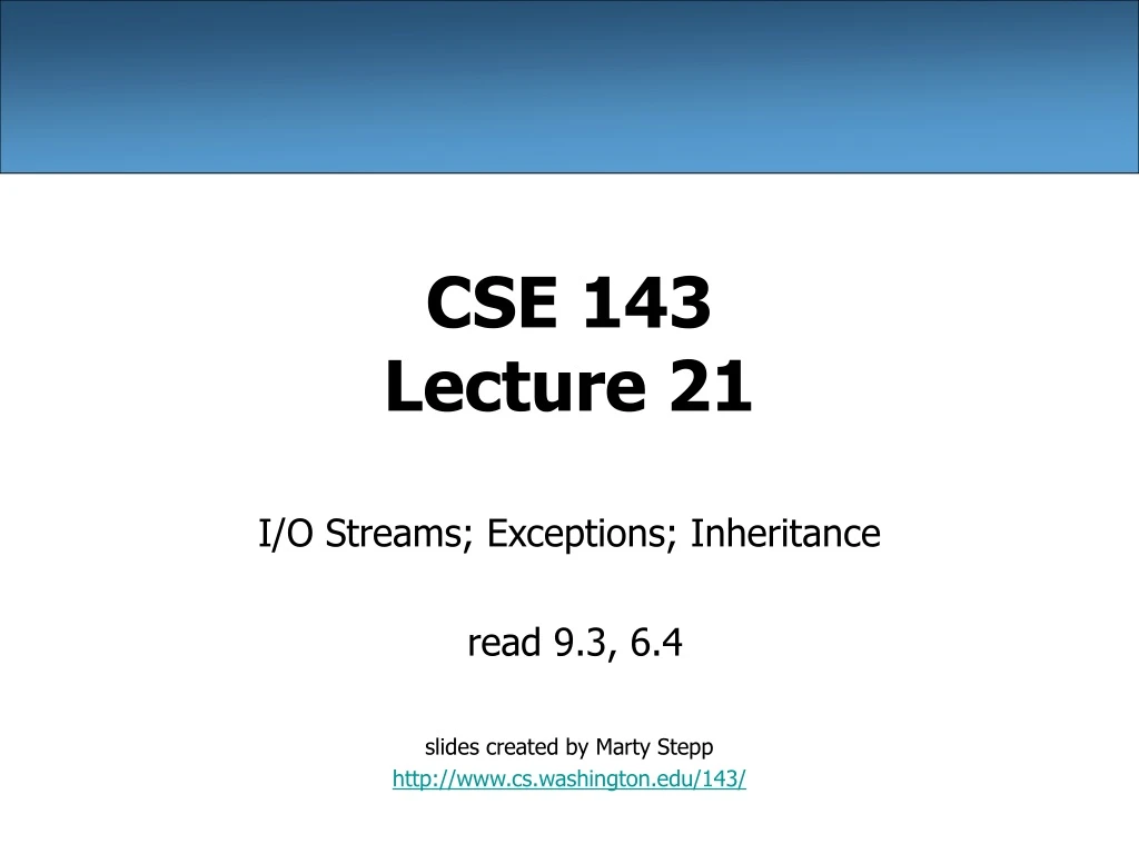 cse 143 lecture 21