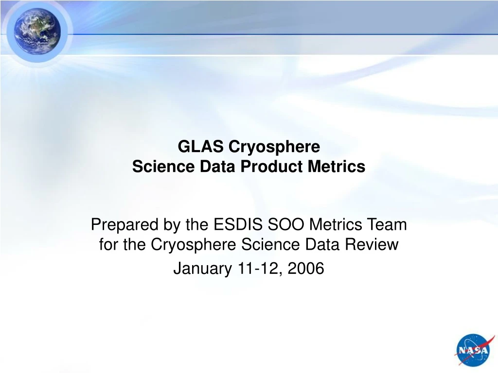 glas cryosphere science data product metrics