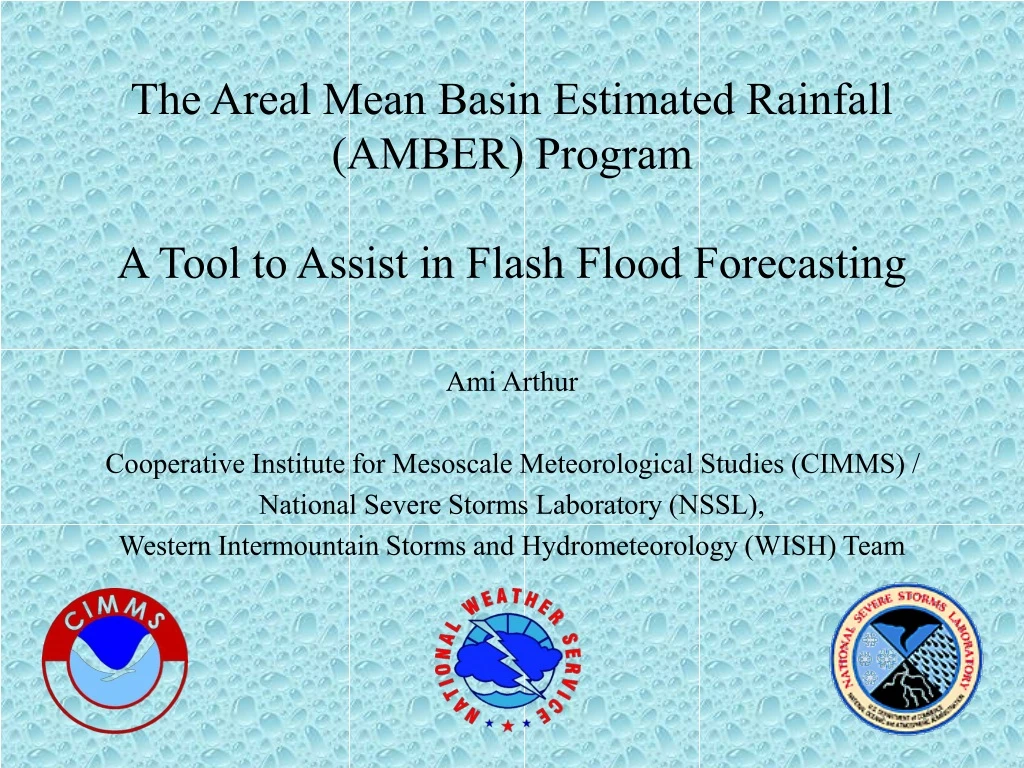 the areal mean basin estimated rainfall amber program a tool to assist in flash flood forecasting