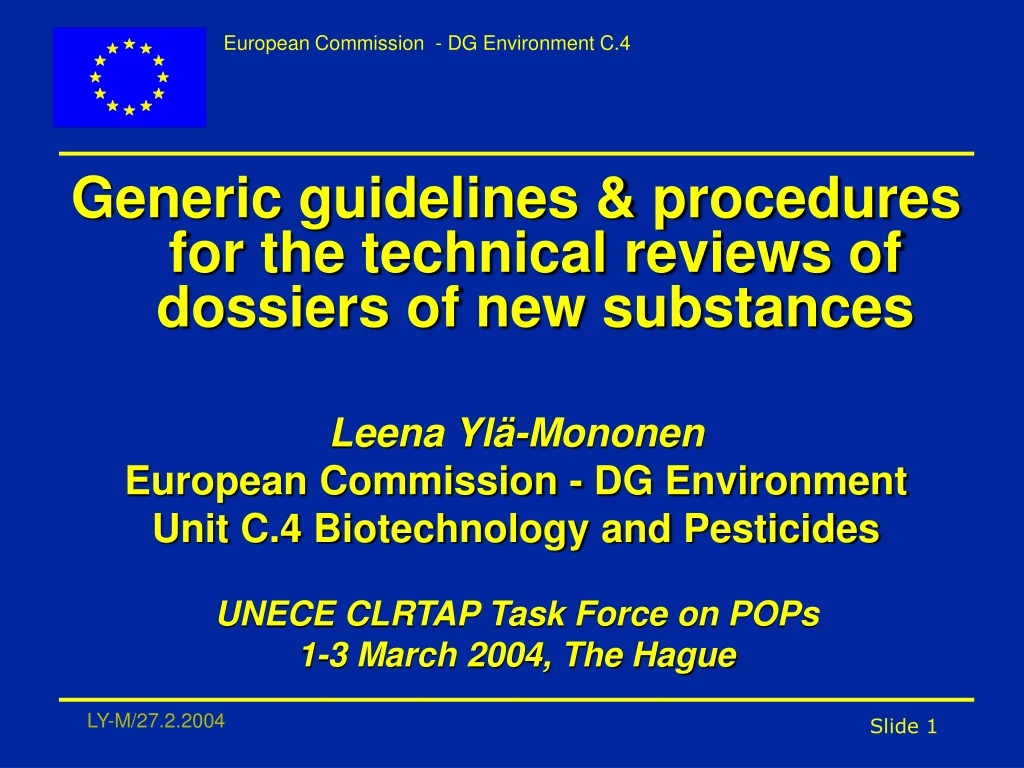 generic guidelines procedures for the technical