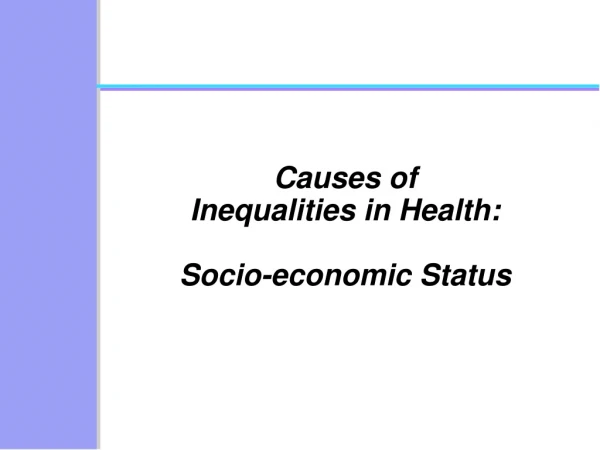 Causes of Inequalities in Health: Socio-economic Status