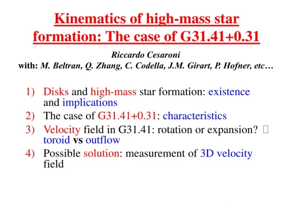 Kinematics of high-mass star formation: The case of G31.41+0.31