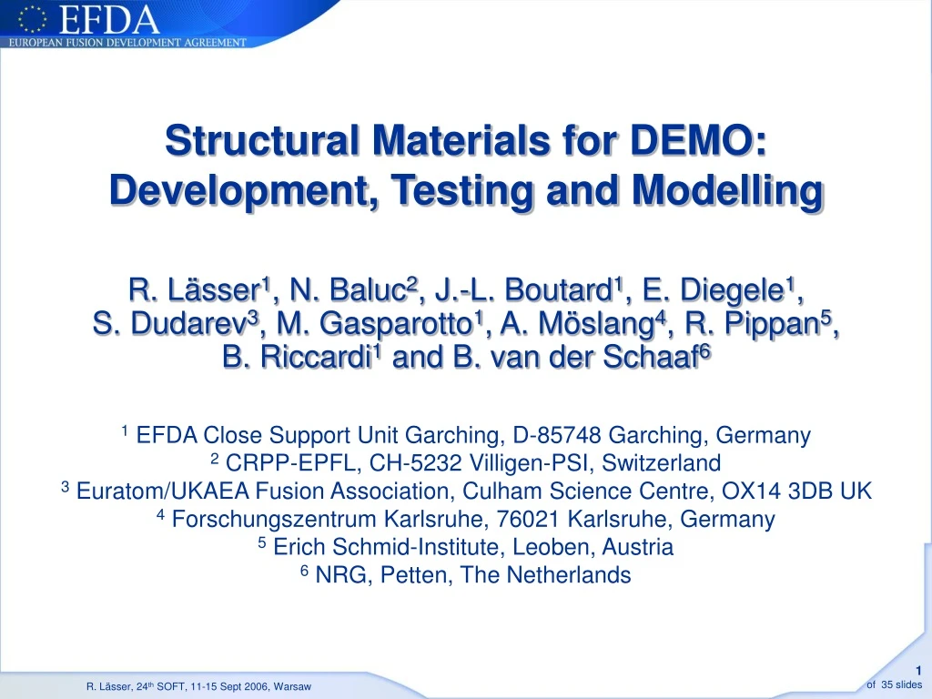 structural materials for demo development testing and modelling