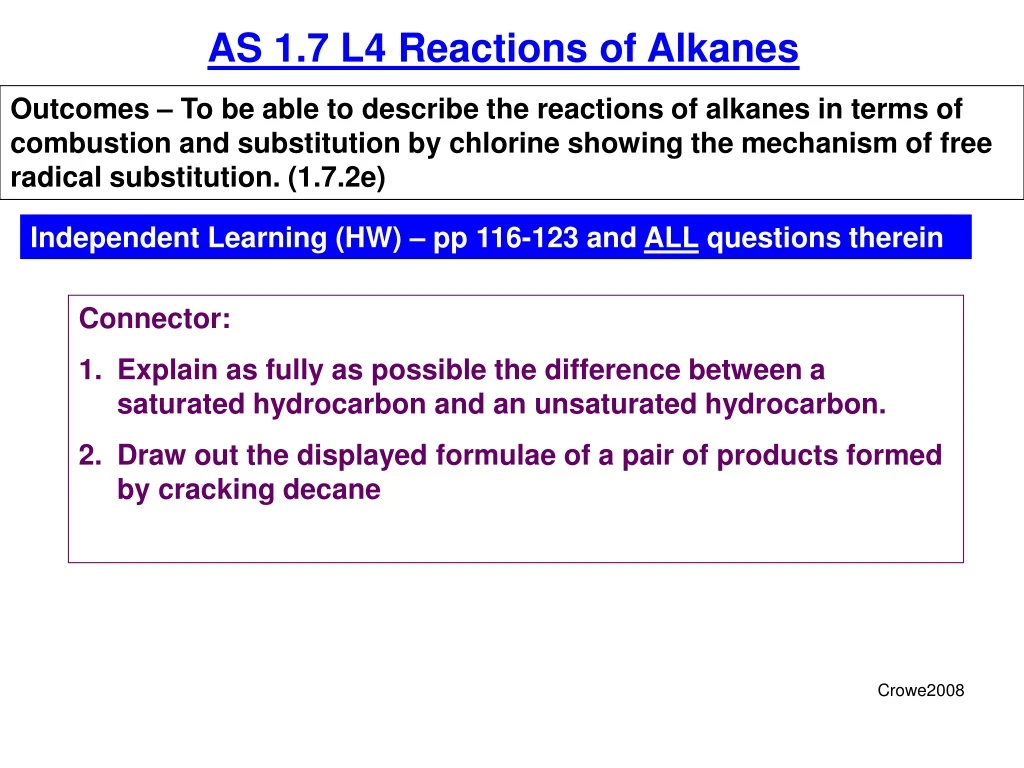 as 1 7 l4 reactions of alkanes