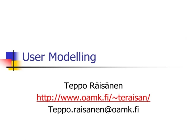 User Modelling