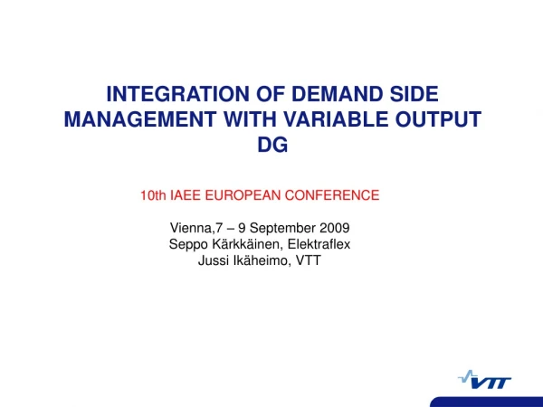 INTEGRATION OF DEMAND SIDE MANAGEMENT WITH VARIABLE OUTPUT DG
