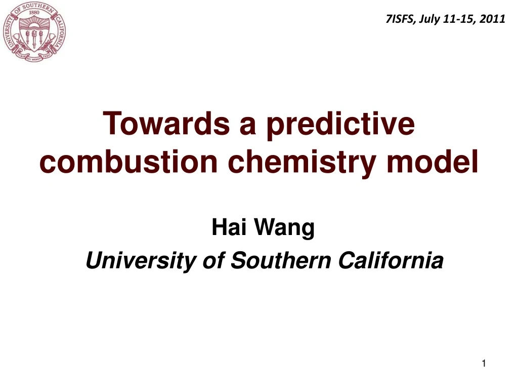 towards a predictive combustion chemistry model