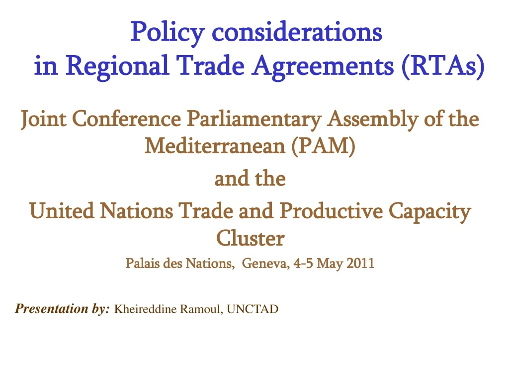 policy considerations in regional trade agreements rtas