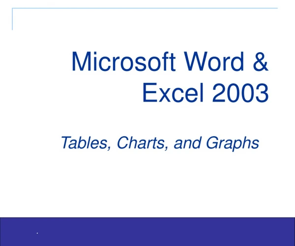 Microsoft Word &amp; Excel 2003